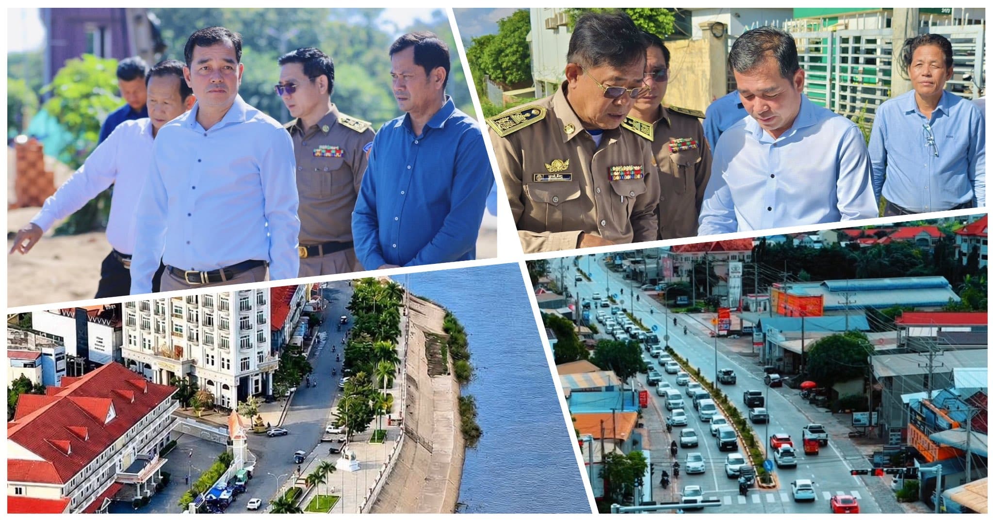 អភិបាលខេត្តកំពង់ចាម អញ្ជើញចុះពិនិត្យវឌ្ឍនភាពការងារសាងសង់ហេដ្ឋារចនាសម្ព័ន្ធនានា និងគម្រោងបំពាក់អំពូលភ្លើងបំភ្លឺពេលរាត្រី នៅក្រុងកំពង់ចាម