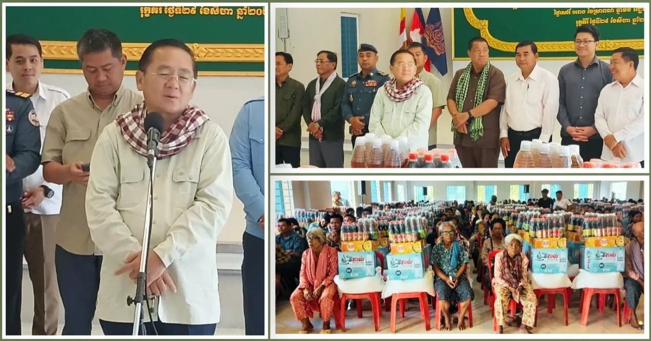 ឯកឧត្តម សុខ លូ បន្តនាំយកអំណោយជាស្បៀងអាហាររបស់សម្តេចធិបតី ហ៊ុន ម៉ាណែត ចែកជូនប្រជាពលរដ្ឋរងគ្រោះដោយជំនន់ទឹកភ្លៀងនៅស្រុករុក្ខគិរី និងក្រុងបាត់ដំបង